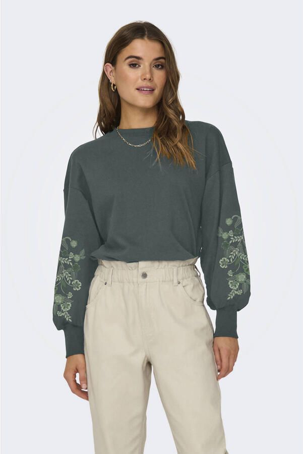 ONLY gebloemde sweater groen
