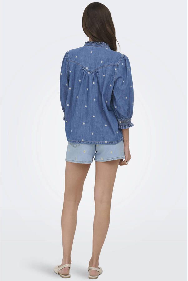 ONLY gebloemde top medium blue denim - Foto 2