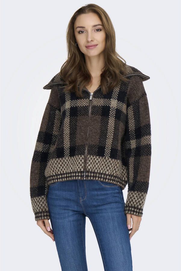 Only Regular fit gebreid jack met all-over motief model 'MAROON'