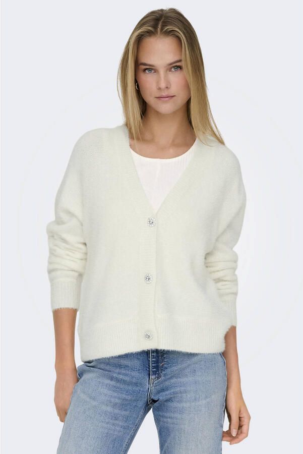 Only Onlella Piumo LS Cardigan CC KNT Cloud Dancer | Freewear Wit White Dames - Foto 2