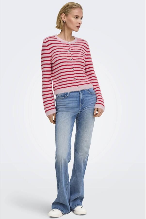 ONLY gebreid vest lichtroze rood - Foto 3