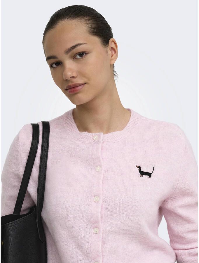 Only Regular fit gebreid jack met ronde hals model 'EVIA'