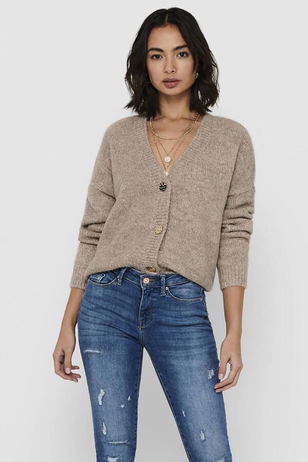 ONLY gebreid vest taupe - Foto 2