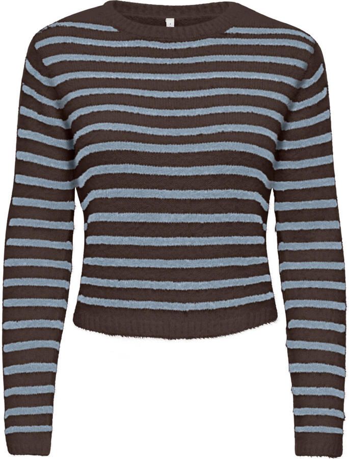 ONLY gebreide gestreepte trui donkerbruin blauw