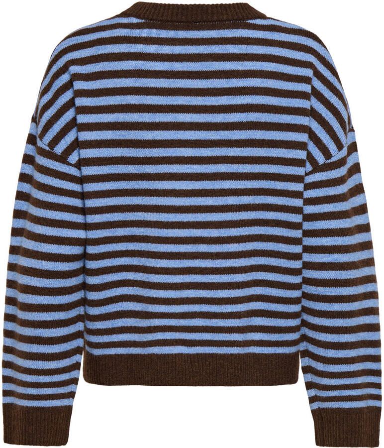 ONLY gebreide gestreepte trui met wol bruin blauw - Foto 2