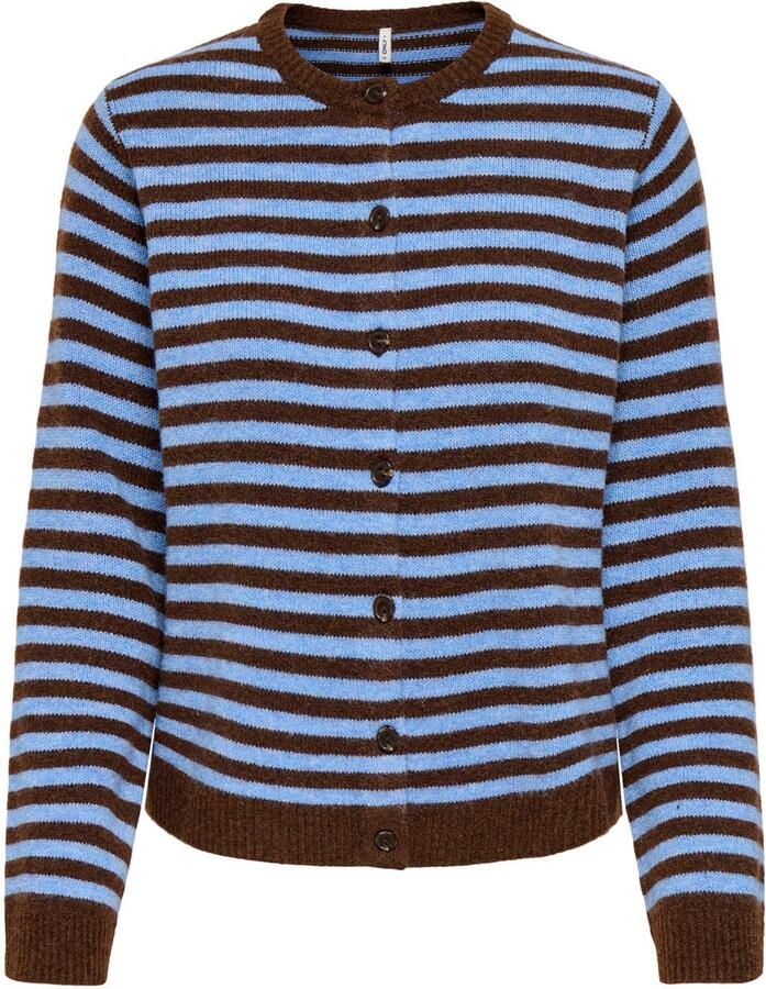 ONLY gebreid gestreept vest met wol bruin