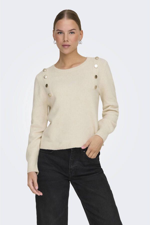 Only Gebreide trui ONLJEANETT LIFE LS BUTTON O-NECK CS KNT