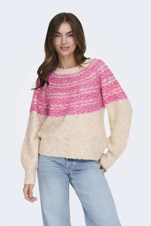 Only Gebreide trui ONLSIDONA LIFE LS JQ O-NECK KNT - Foto 1