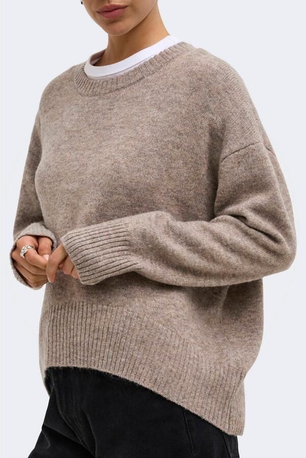 ONLY gebreide trui met wol taupe
