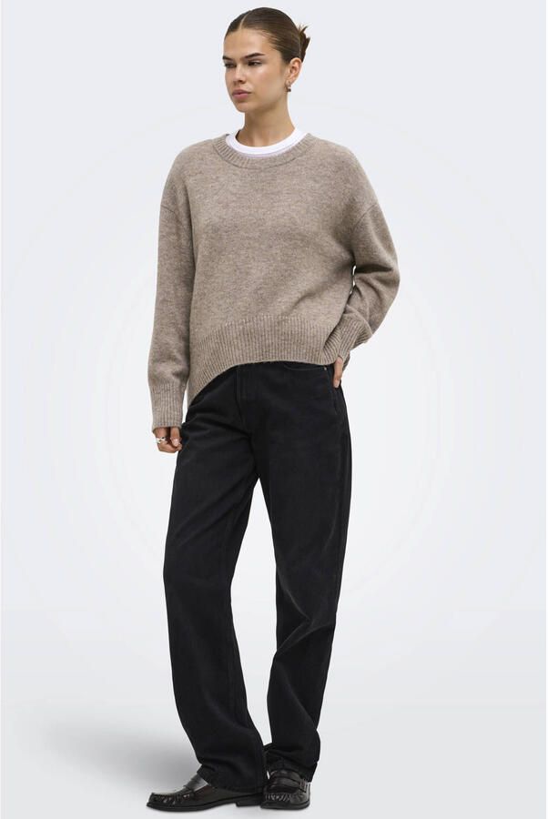 ONLY gebreide trui met wol taupe - Foto 2