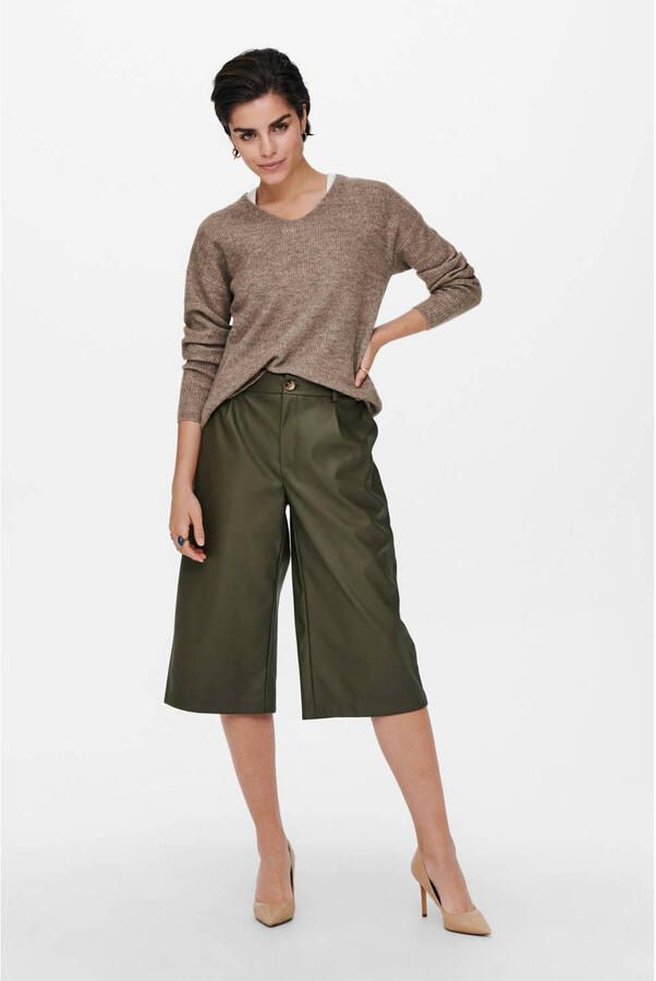 Only Onlcamilla V-Hals L S Pullover Knt: Caribou MELANGE | Freewear Bruin Brown Dames