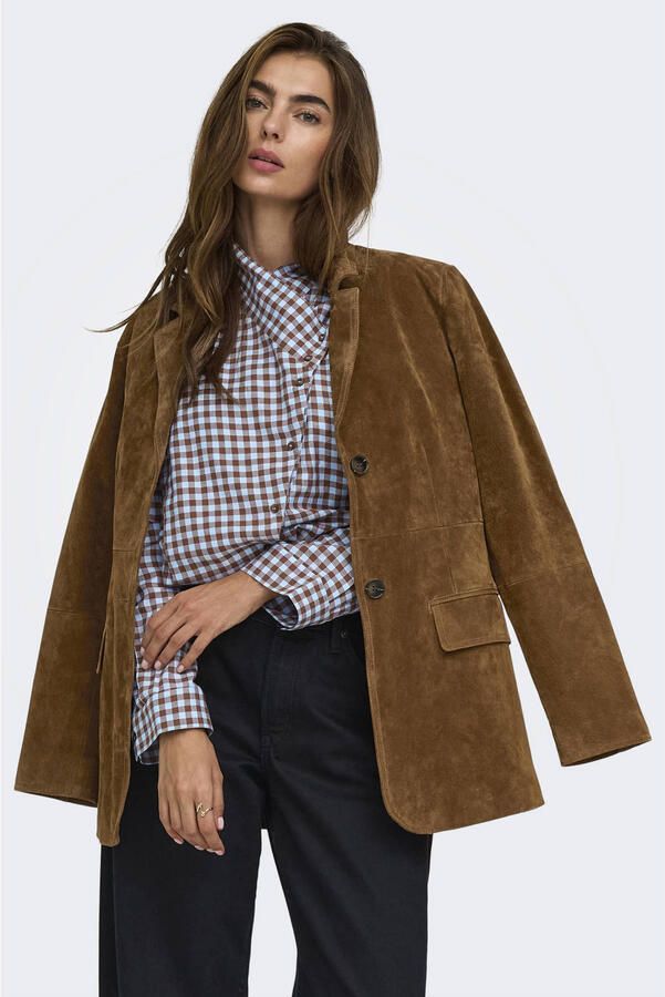 ONLY geruite blouse bruin