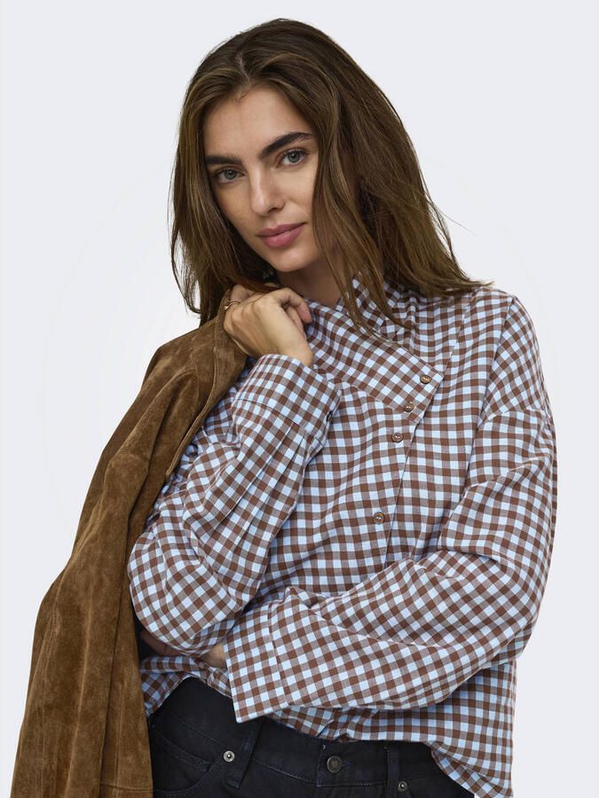 ONLY geruite blouse bruin - Foto 2