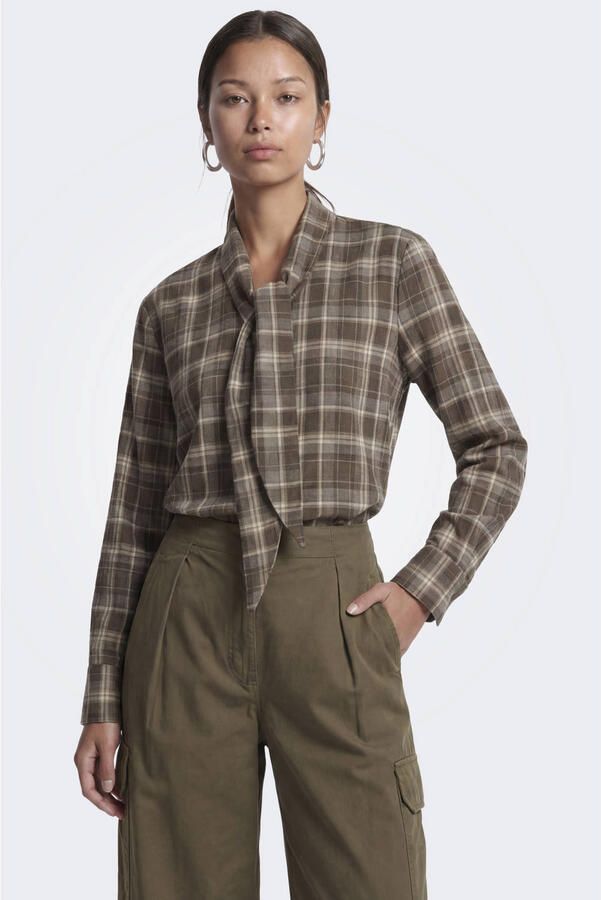 ONLY geruite blouse bruin