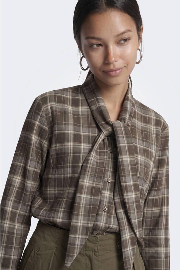 ONLY geruite blouse bruin - Foto 3