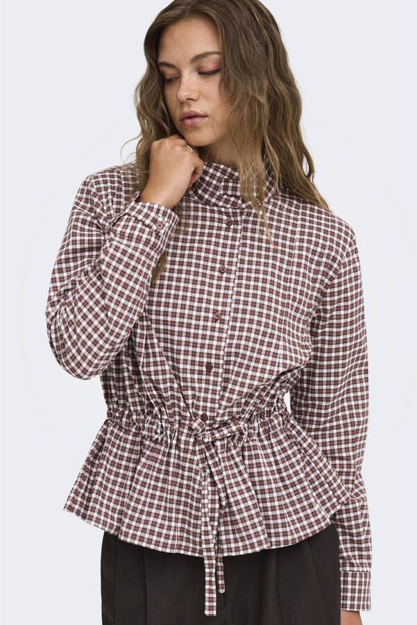 ONLY geruite blouse donkerrood