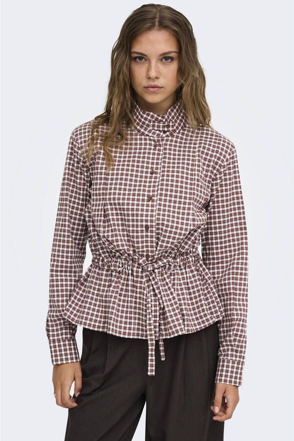 ONLY geruite blouse donkerrood - Foto 2