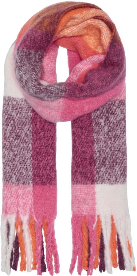 ONLY geruite sjaal ONLISLA roze