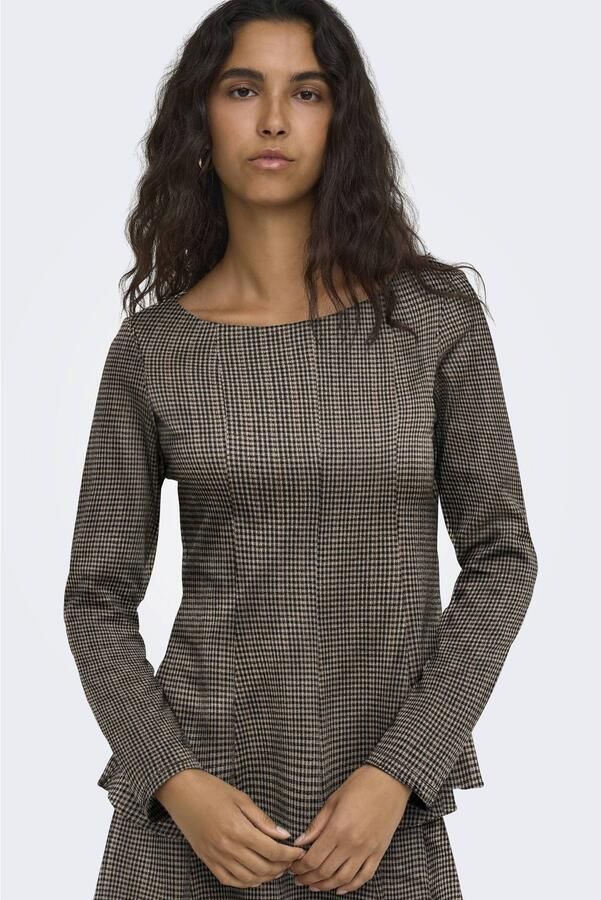 ONLY geruite top bruin zwart - Foto 2