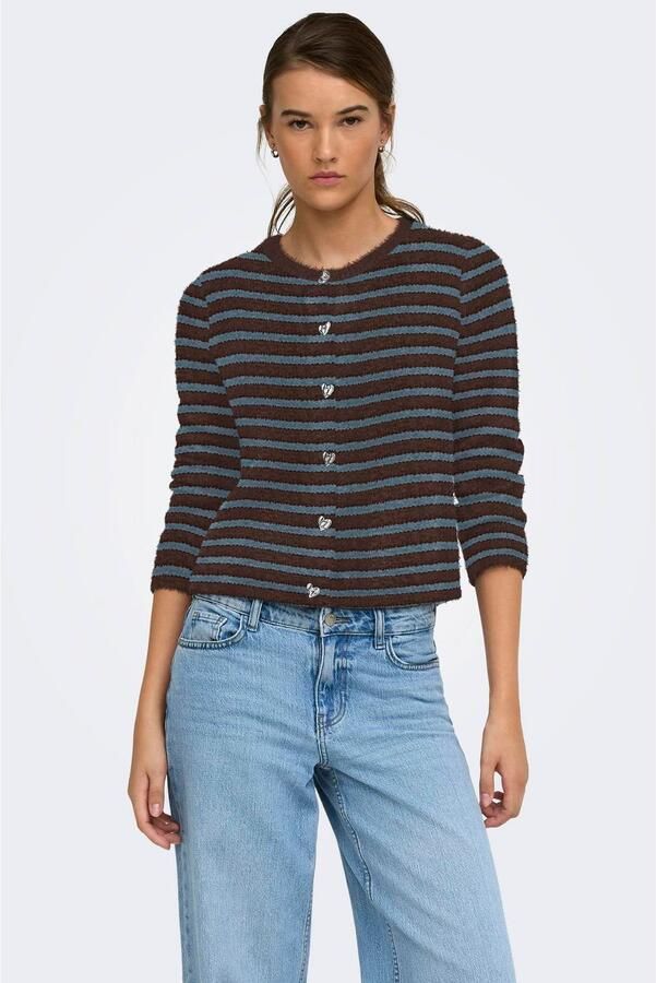 ONLY gestreept gebreid vest bruin blauw