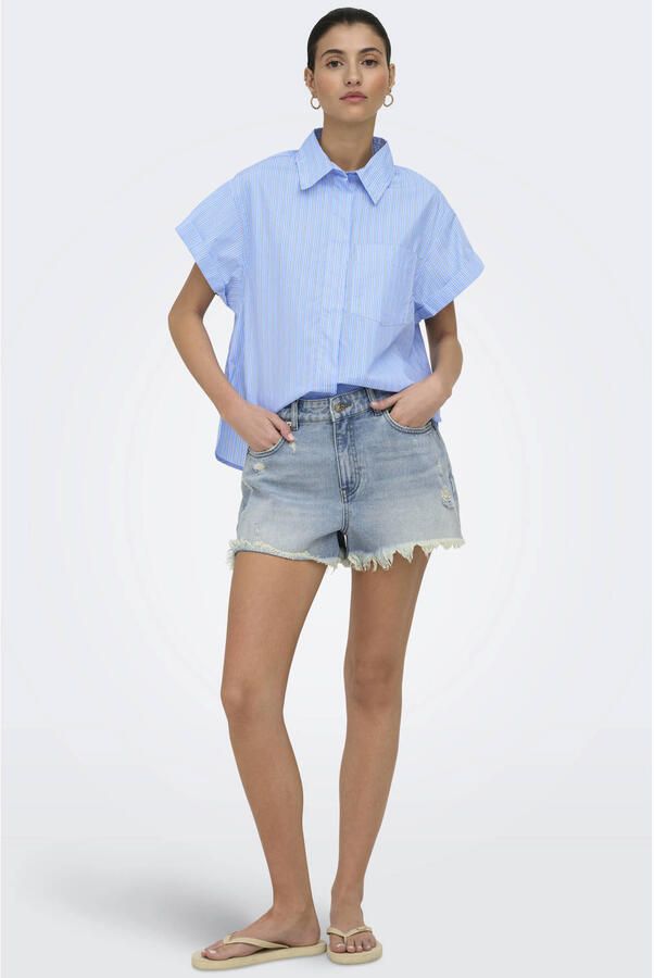 ONLY gestreept T-shirt blauw - Foto 3