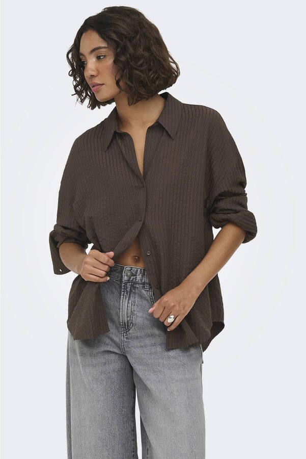 ONLY gestreepte blouse bruin