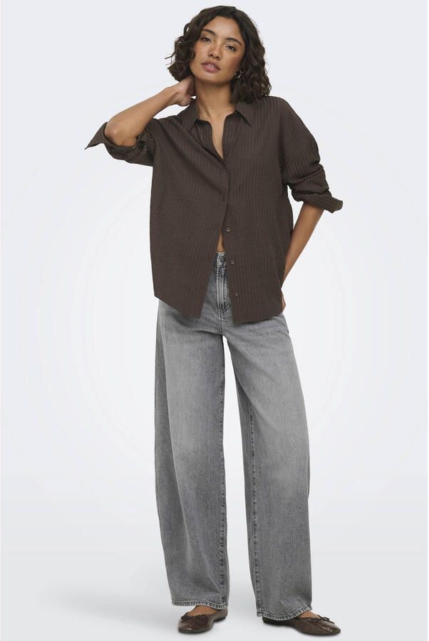 ONLY gestreepte blouse bruin - Foto 3