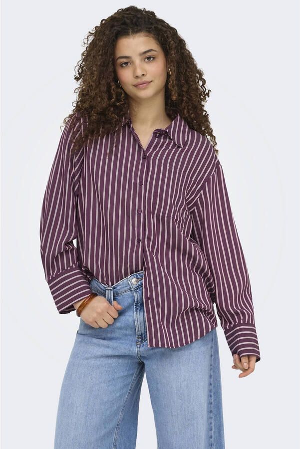 Only oversized overhemdblouse van viscosemix model 'MELDOLA'