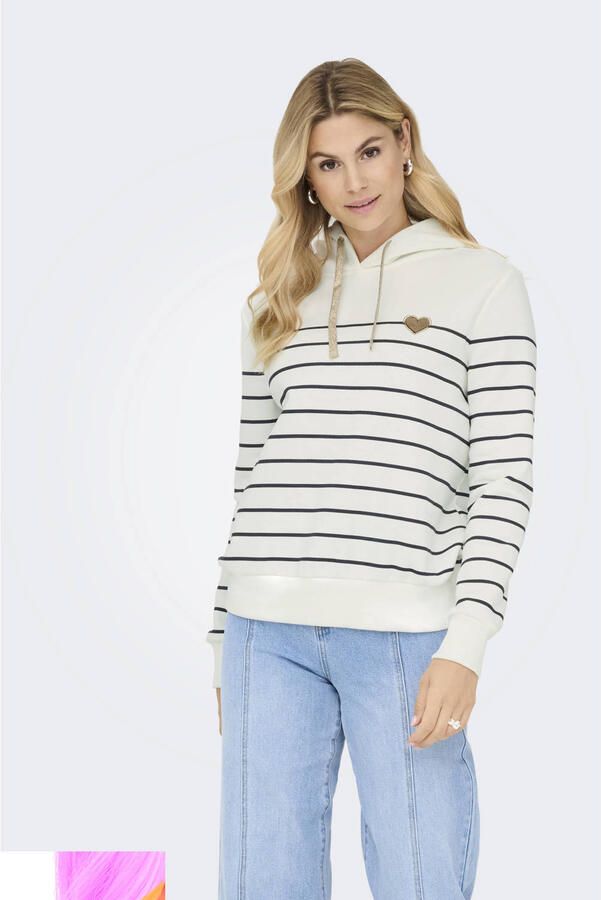ONLY gestreepte hoodie wit - Foto 2