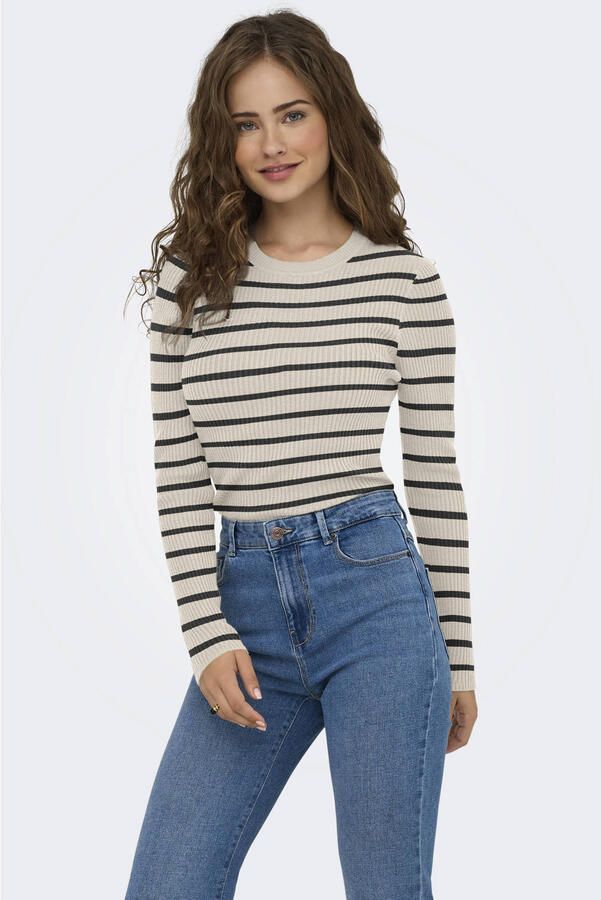 ONLY gestreepte pullover rib gebreid