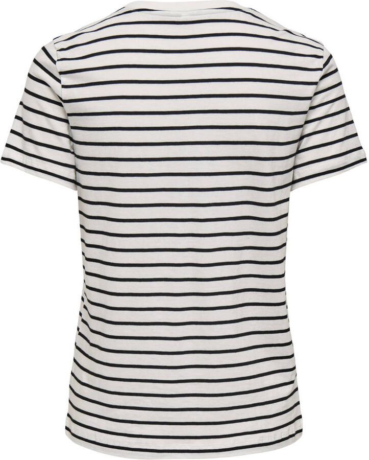 ONLY gestreepte T-shirt wit met pailletten - Foto 2
