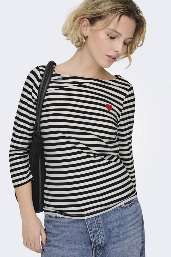 Only T-Shirt Lange Mouw Noos Top Fifi Life Cloud Dancer Black - Foto 3