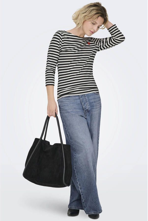 Only T-Shirt Lange Mouw Noos Top Fifi Life Cloud Dancer Black - Foto 2