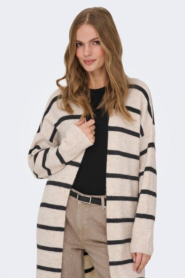 ONLY gestreepte vest ecru gebreid