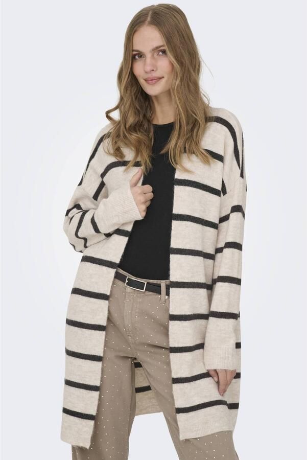 ONLY gestreepte vest ecru gebreid