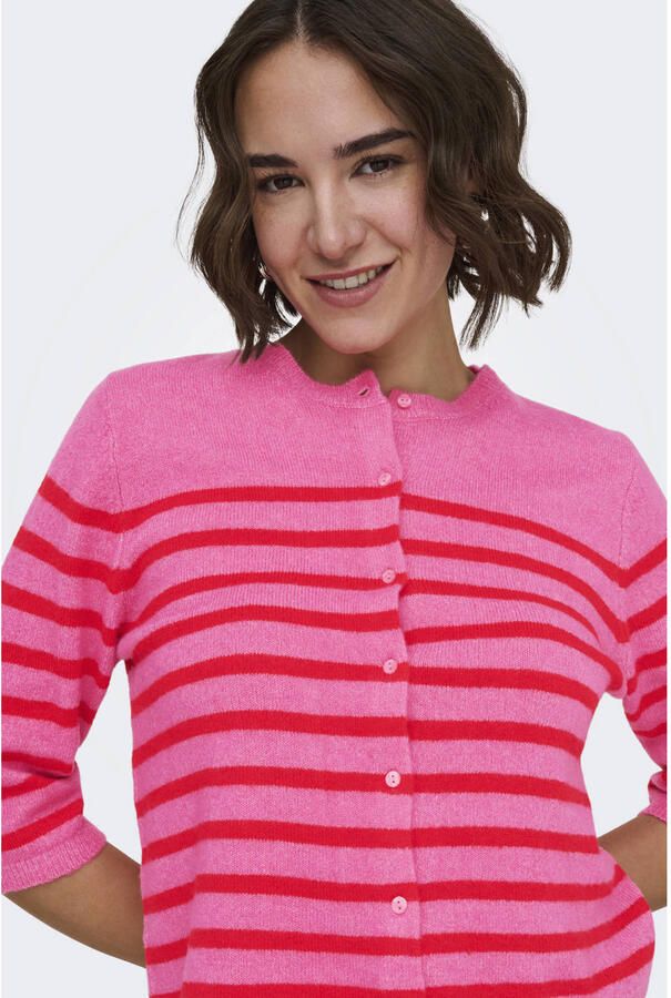 ONLY gestreepte vest roze gebreid - Foto 2