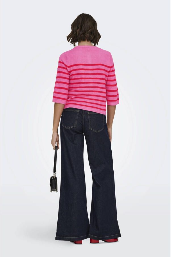 ONLY gestreepte vest roze gebreid - Foto 3
