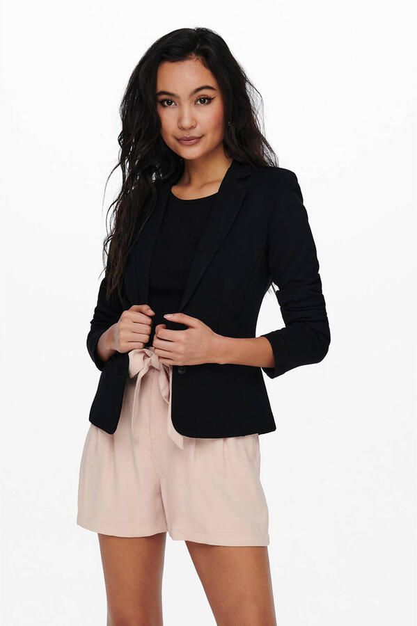Only Jerseyblazer ONLPOPTRASH – 2-knoops blazer met getailleerd silhouet regular fit milano rib materiaalmix reverskraag effen