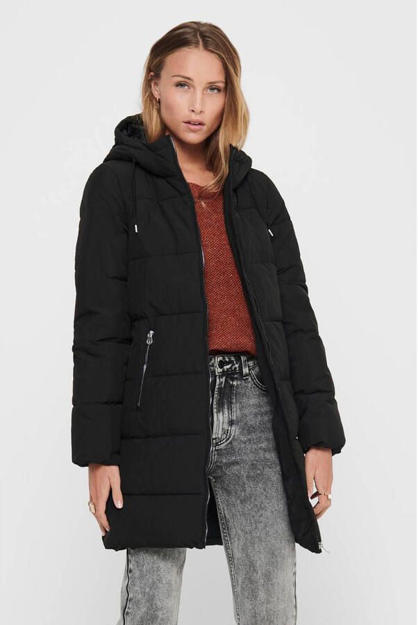 Only Gewatteerde lange jas met capuchon model 'ONLDOLLY LONG PUFFER COAT'