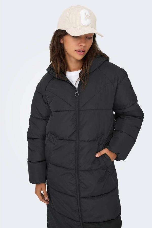 Only Gewatteerde jas ONLAMAND – Lange puffercoat met 2-weg-ritssluiting