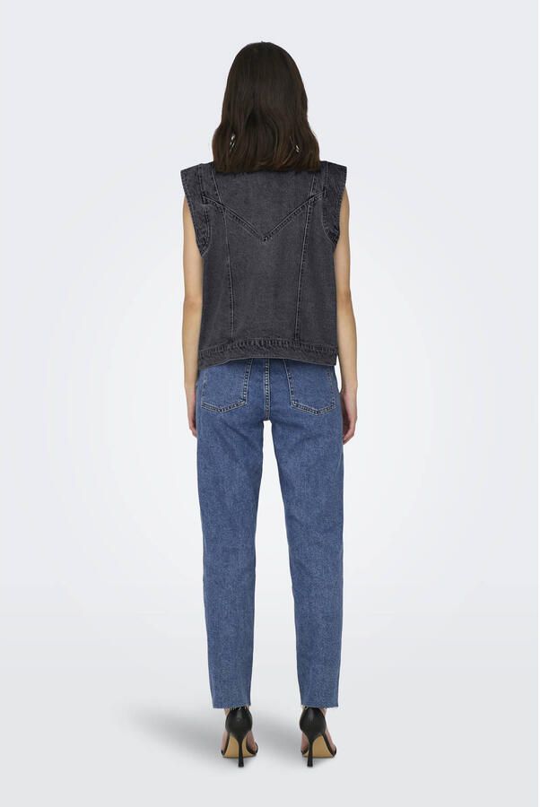 Only Gewassen Zwarte Denim Vest Black Dames