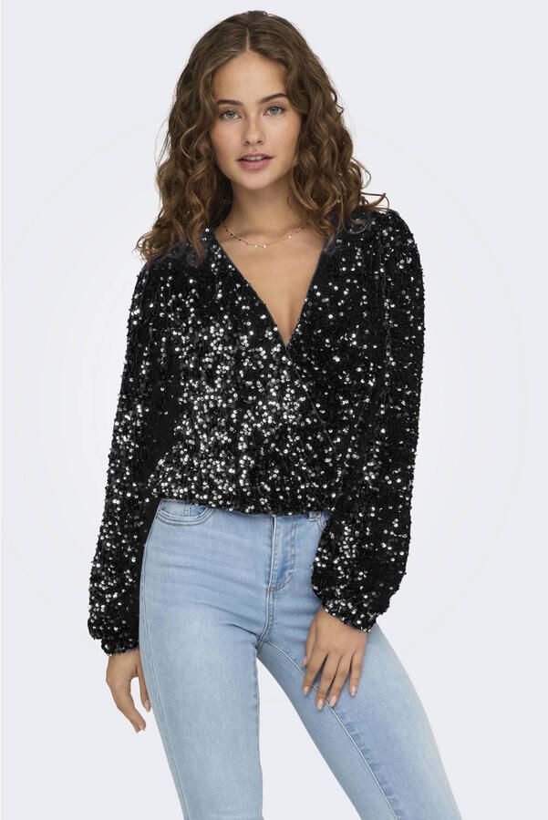 ONLY glitter top met pailletten zwart
