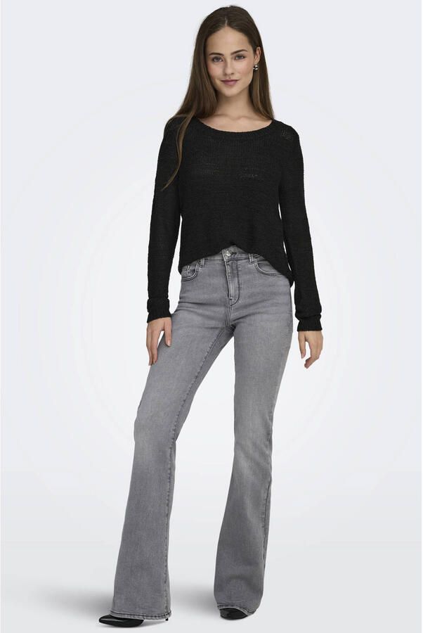 Only Zwart Gebreid Kledingstuk met Lange Mouwen en Ronde Hals Black Dames