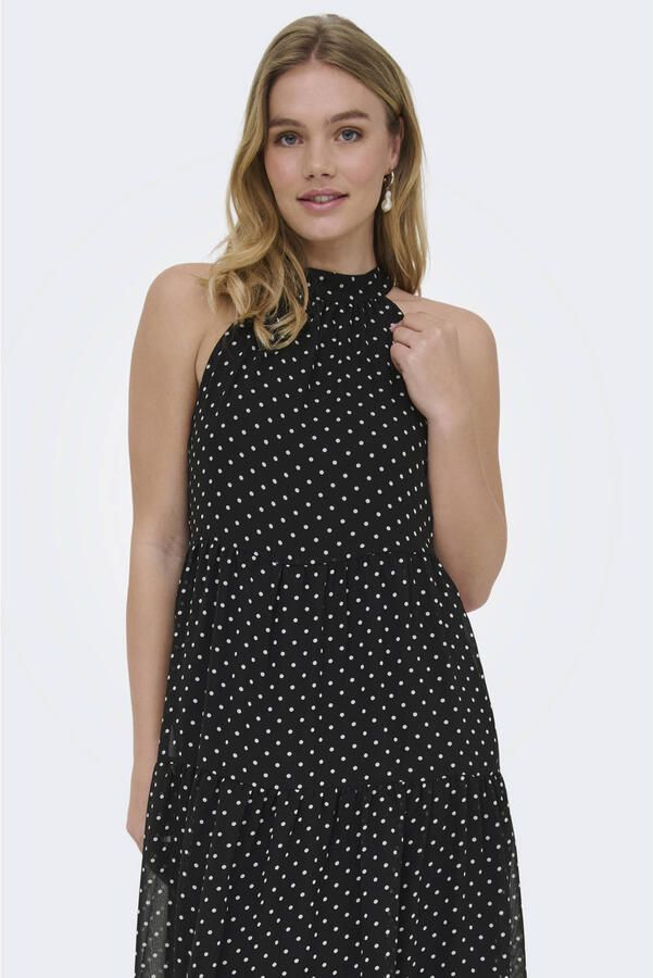 ONLY halter maxijurk met stippen zwart