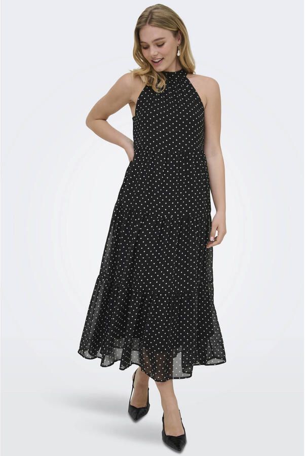 ONLY halter maxijurk met stippen zwart - Foto 2