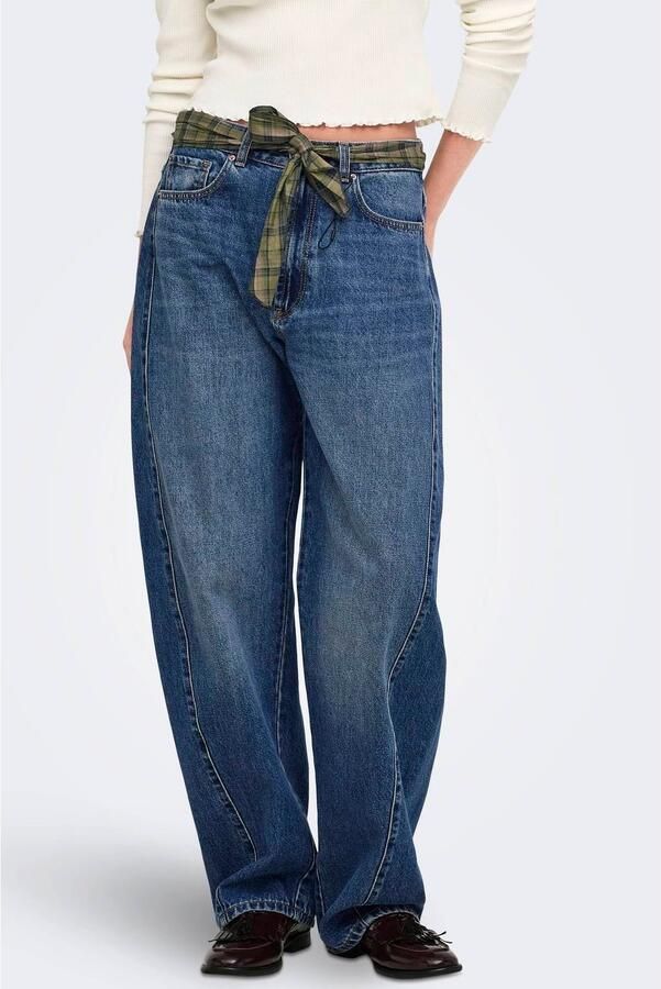 ONLY high waist barrel jeans medium blue denim