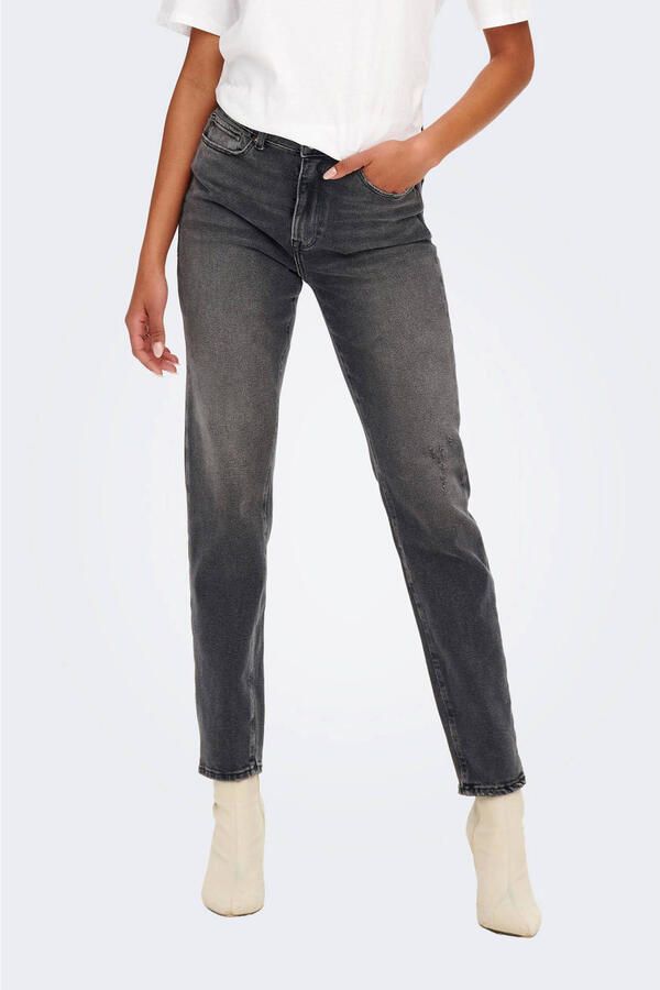 Only Straight fit high waist jeans met labelpatch model 'EMILY' - Foto 2