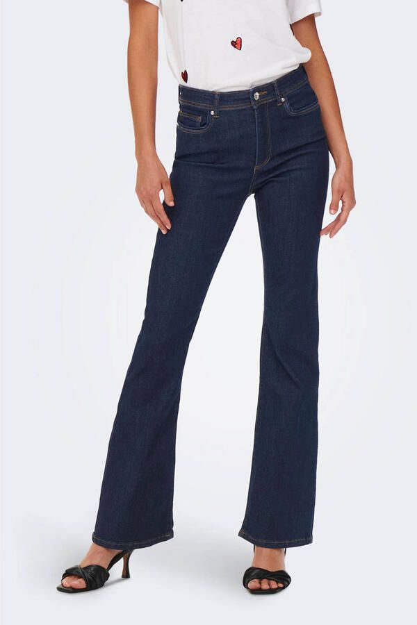 ONLY high waist flared jeans ONLWAUW dark blue denim