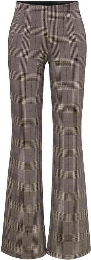 ONLY high waist geruite flared broek grijs