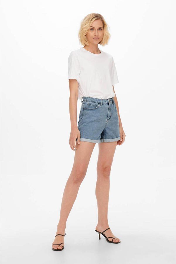 Only Jeansshort ONLVEGA – Jeansshorts met hoge band en omslag regular fit modisch denim katoen steekzakken